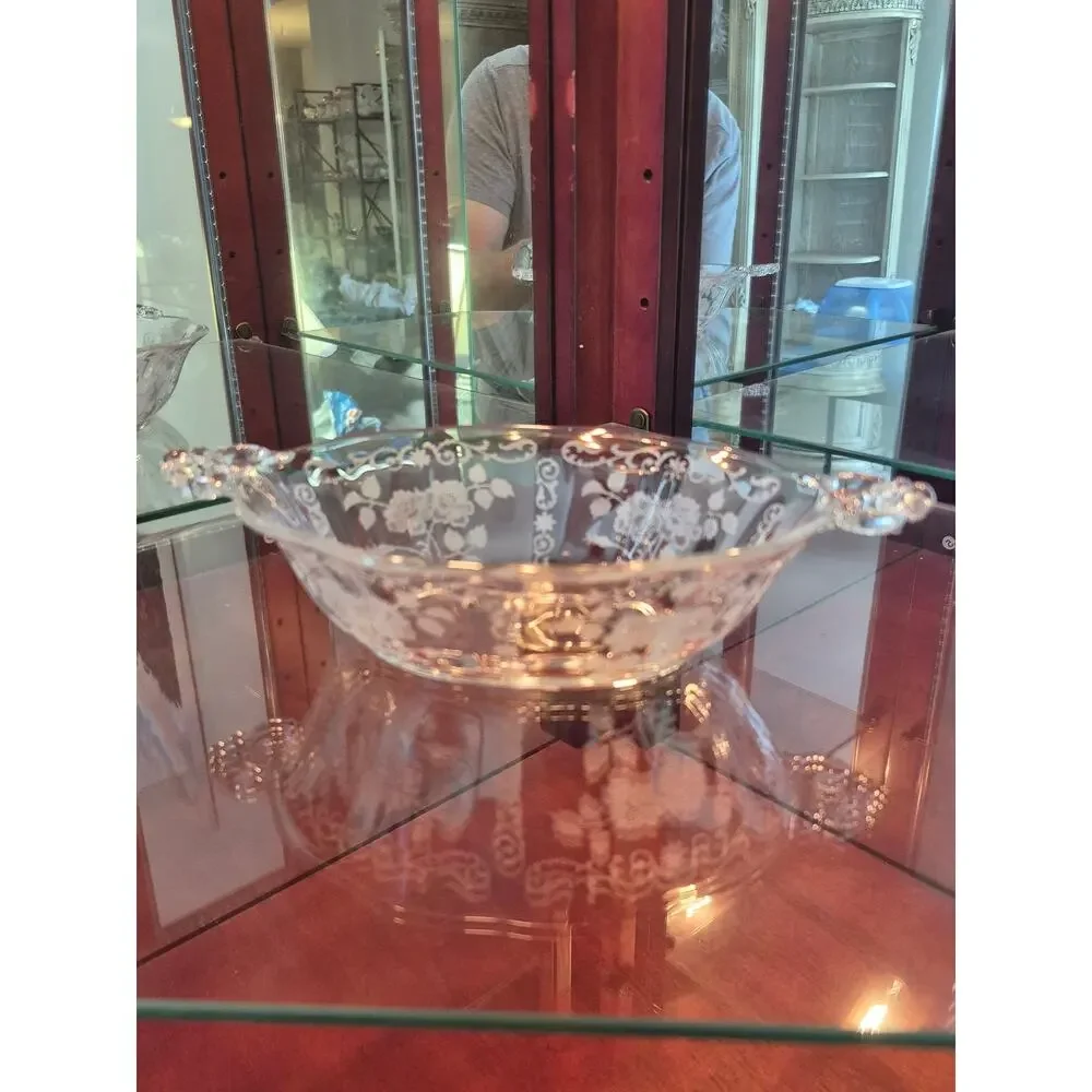 Rare‎ Fostoria Midnight Rose Etched Depression Glass Dish 1933–1957 Vintage